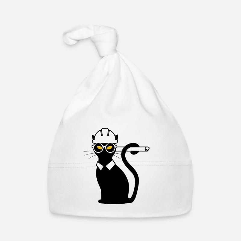 Ingenieur Katze Bauhelm Bauplan Geschenkidee Shirt Baby Bio-Mütze