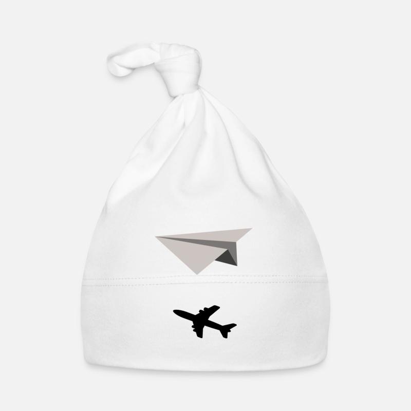Idée de cadeau avion papier avion ombre - Bonnet bio Bébé - blanc