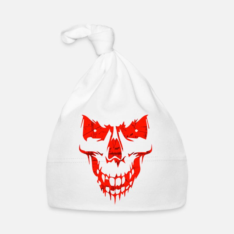 Skull - Organic Baby Cap - white
