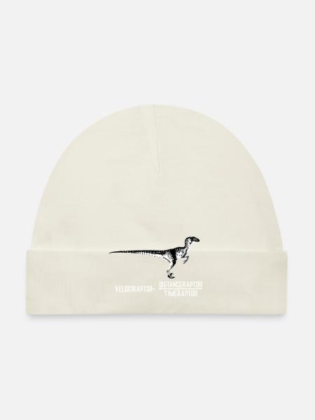 Velociraptor calembour vitesse cadeau - Bonnet bio Bébé - blanc - Devant
