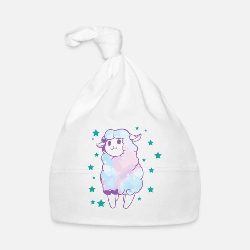 Rainbow alpaca llama with stars gift idea Organic Baby Cap