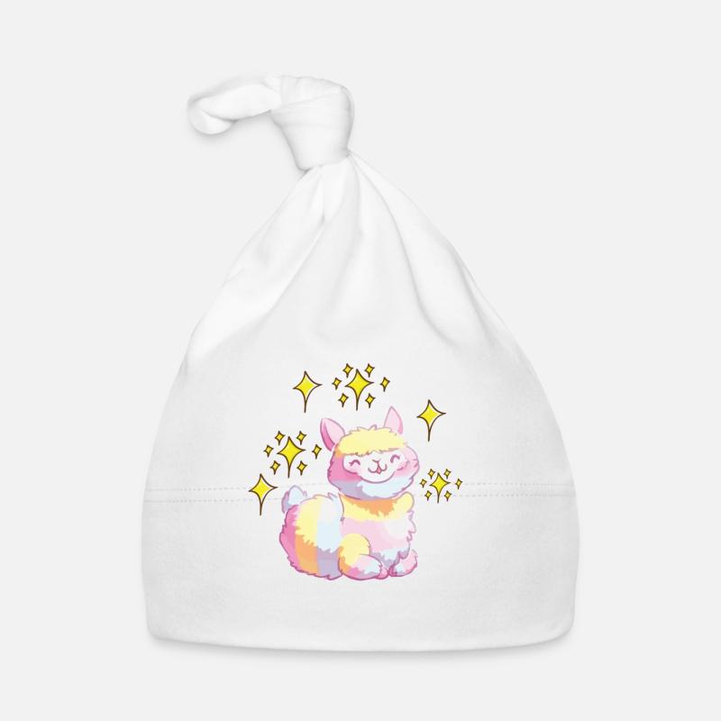 Rainbow alpaca llama stars, gift idea Organic Baby Cap