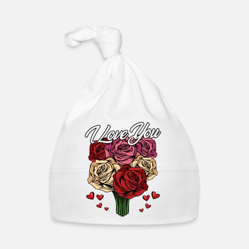 Je t'aime | Déclaration de roses de coeurs d'amour cadeau Bonnet bio Bébé