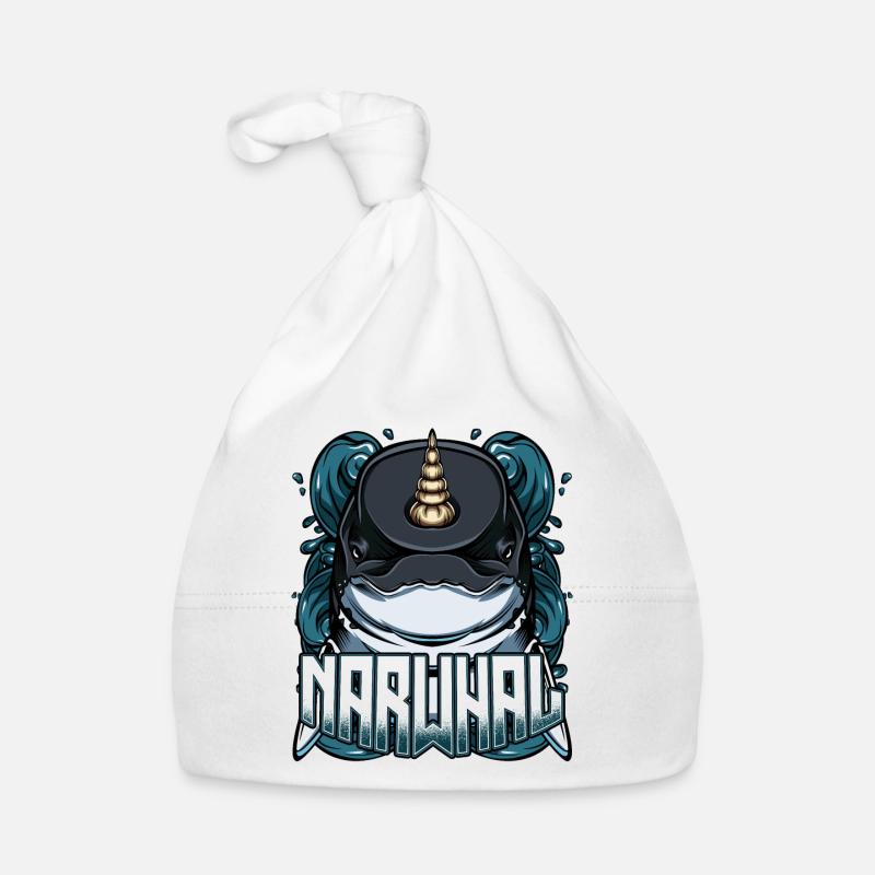 Cadeau cool de baleines créatures marines à la mode du narval - Bonnet bio Bébé - blanc