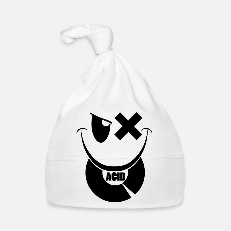 smiley acid techno vinyl Bonnet bio Bébé