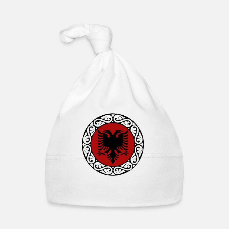 Drapeau de l’Albanie « Aigle albanais » - Bonnet bio Bébé - blanc