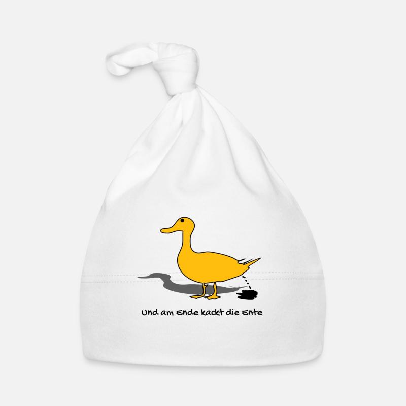 Caca de canard & Drôles de phrases - Bonnet bio Bébé - blanc