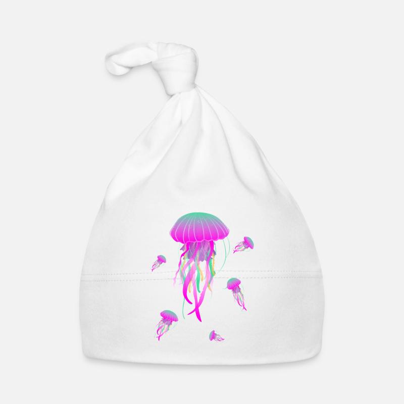 Méduse Méduse Méduse Méduse d’urticaire Mer Méduse - Bonnet bio Bébé - blanc