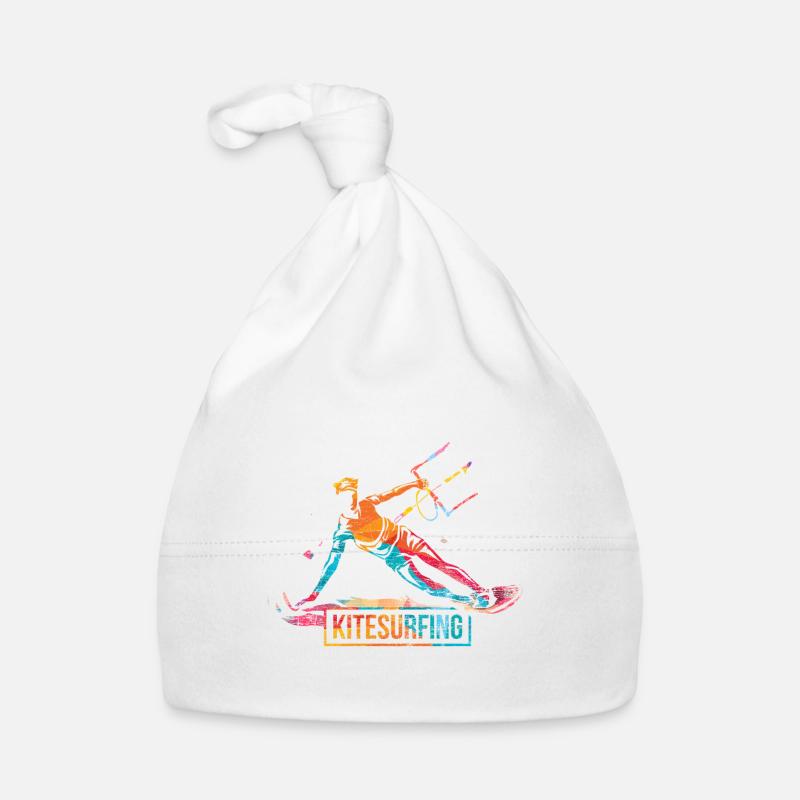 Cadeau polygone de kitesurf - Bonnet bio Bébé - blanc