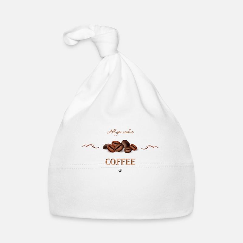 Motif de grains de café avec inscription Bonnet bio Bébé