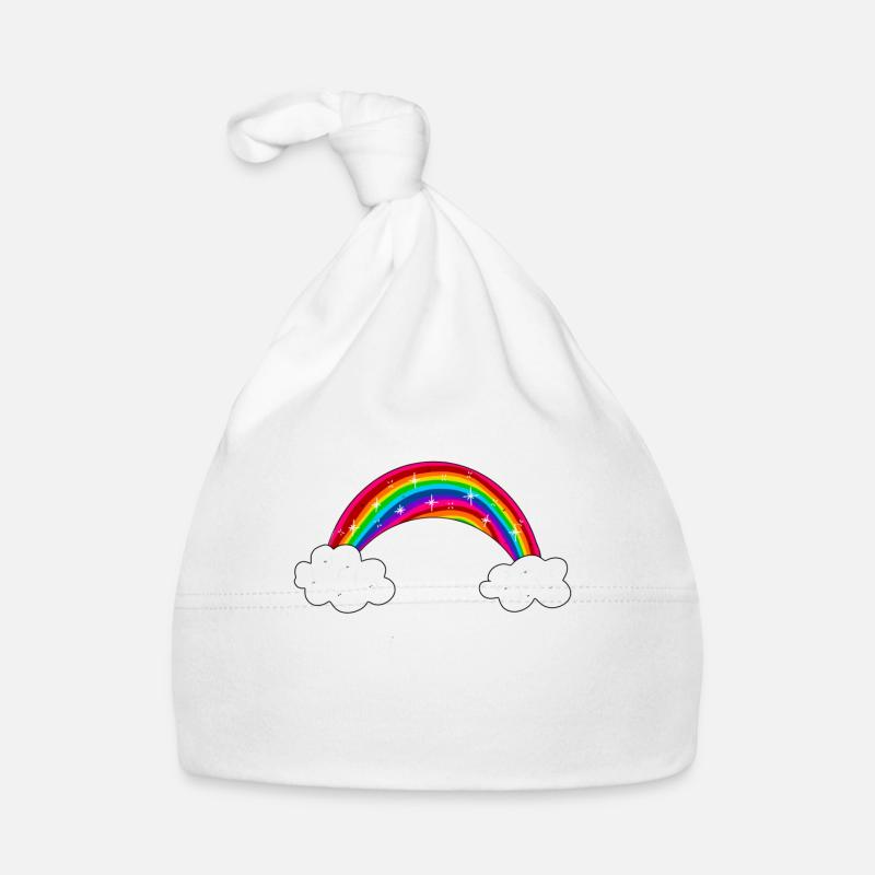 glittering rainbow with clouds Organic Baby Cap