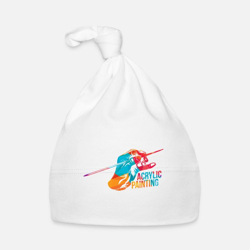 Polygone de peinture acrylique - Bonnet bio Bébé - blanc