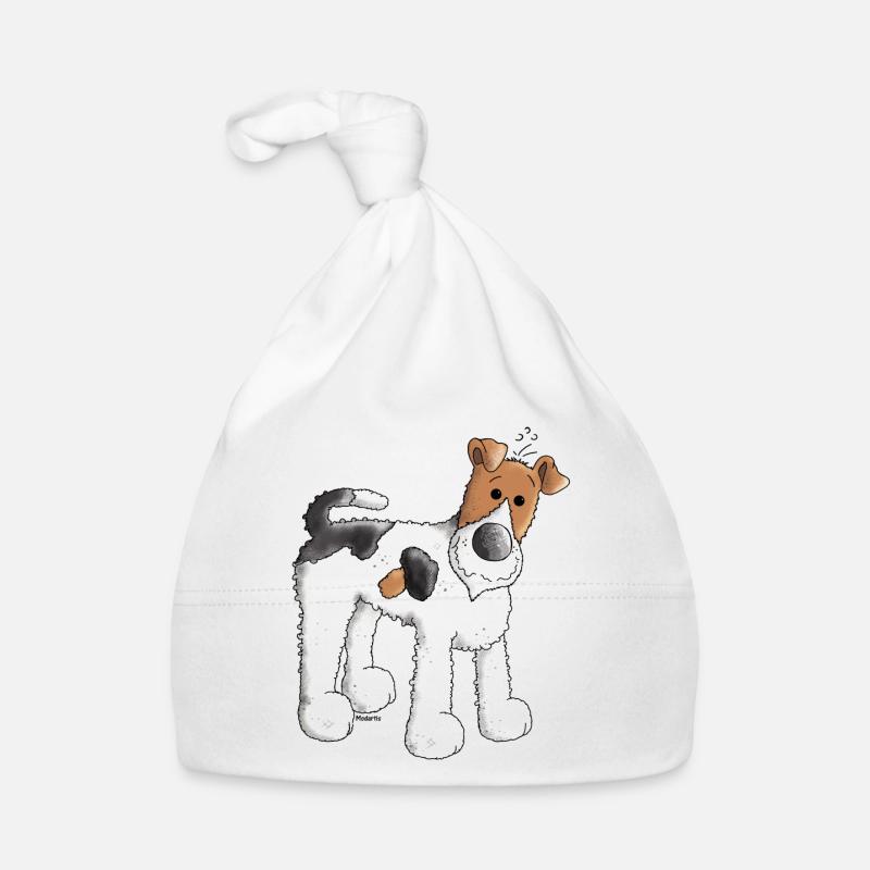 Foxterrier - Fox Terrier - Hund - Baby Bio-Mütze - Weiß