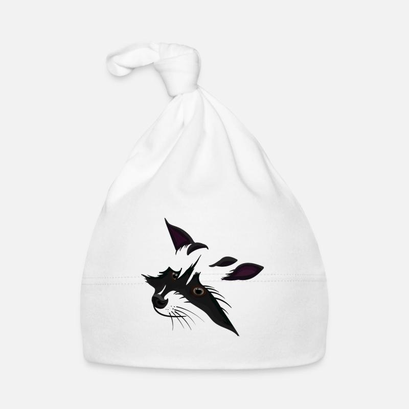 raton laveur - Bonnet bio Bébé - blanc