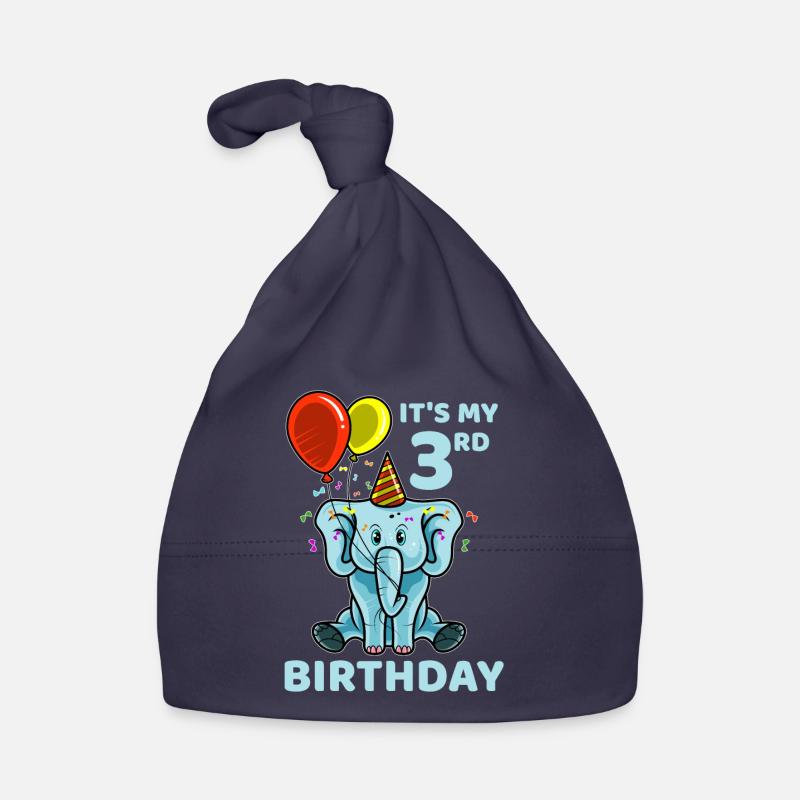 Cute 3rd Third Birthday Elephant Organic Baby Cap