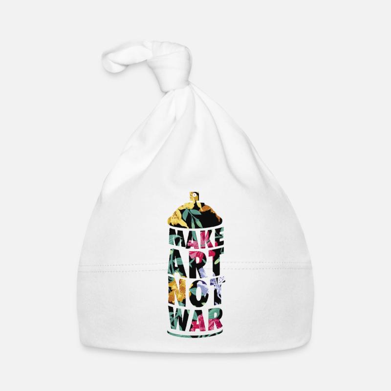 Make art not war - Bonnet bio Bébé - blanc