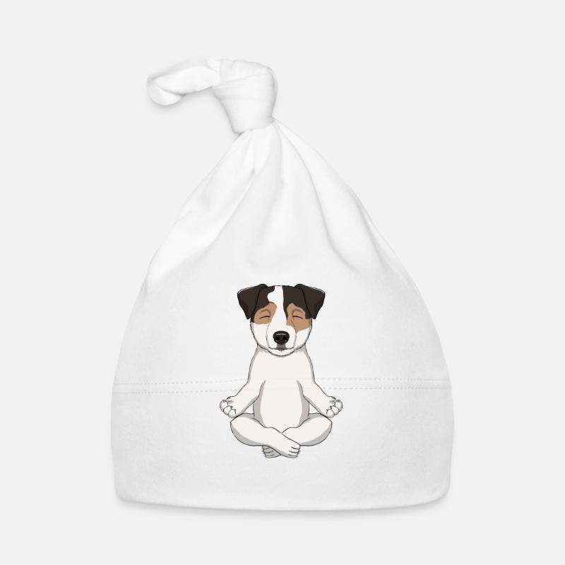 Parson Russell Terrier meditiert Baby Bio-Mütze