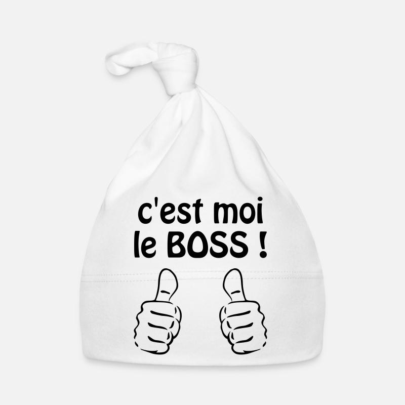 C'est moi le boss ! Humour / Citation / Blague - Bonnet bio Bébé - blanc