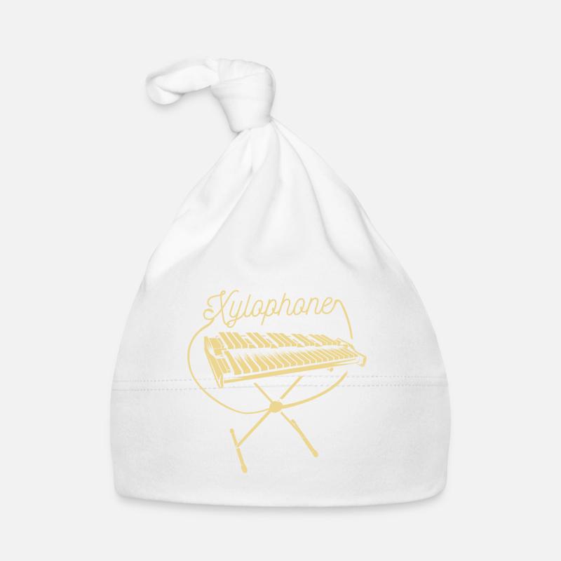 Cadeau de xylophone - Bonnet bio Bébé - blanc