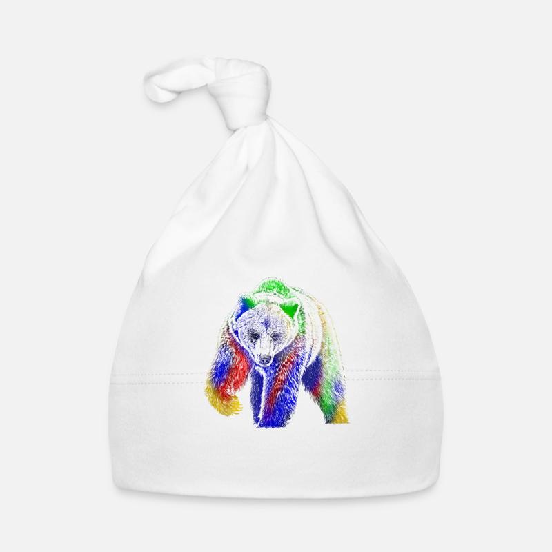 Bear - Organic Baby Cap - white