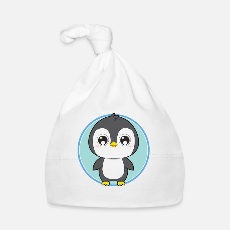 Pingouin animaux mignons pour les enfants - Bonnet bio Bébé - blanc