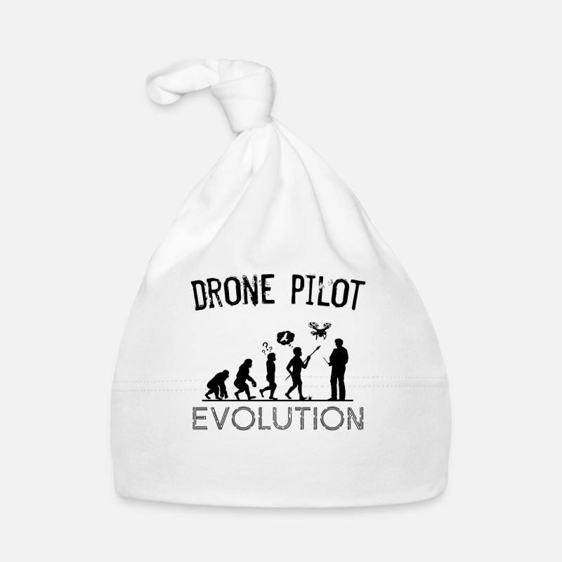 Drone Pilot Evolution Silhouette Drohnen Geschenk - Baby Bio-Mütze - Weiß