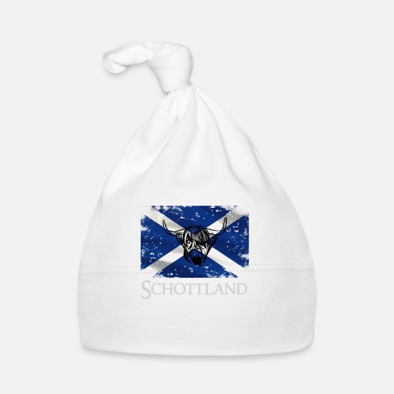 Drapeau écossais bannière rétro bétail écosse Bonnet bio Bébé