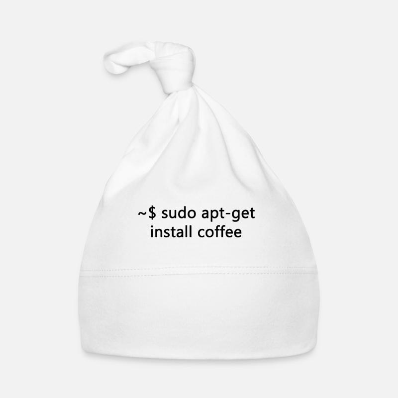 sysadmin linux sudo apt-get coffee programmer - Bonnet bio Bébé - blanc
