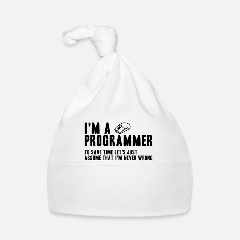 Cadeau pour programmeur Coding Programmer - Bonnet bio Bébé - blanc