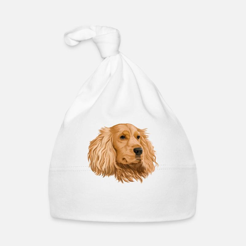 Cocker Spaniel - Baby Bio-Mütze - Weiß