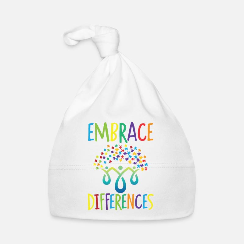 Embrace Differences Autism Handicap Understanding - Organic Baby Cap - white