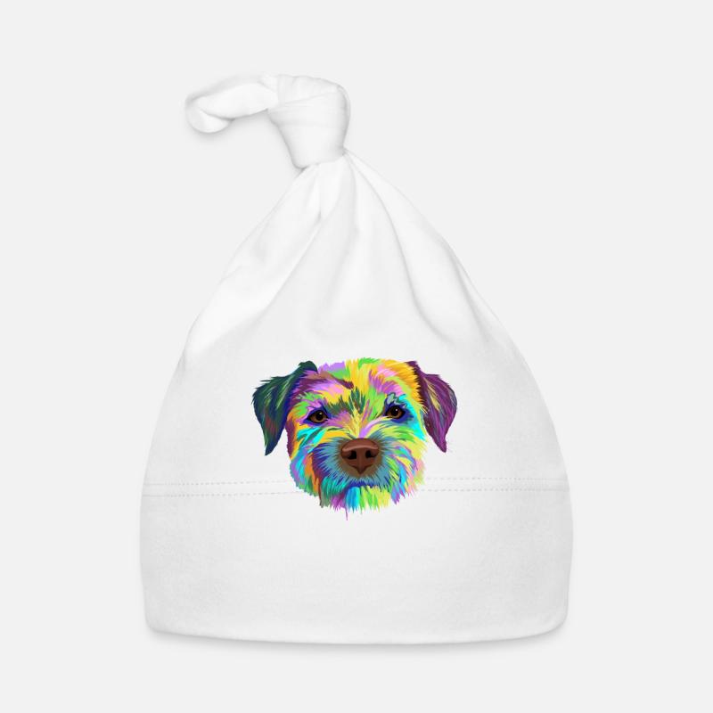 Border Terrier chien cadeau - Bonnet bio Bébé - blanc