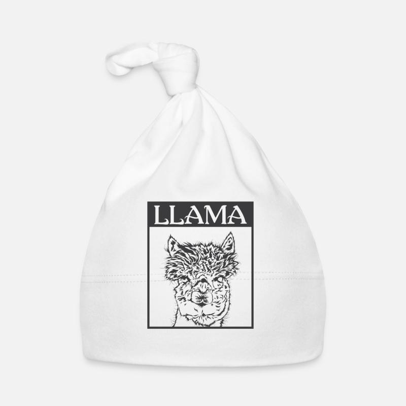 Portrait d'alpaga lama - Bonnet bio Bébé - blanc