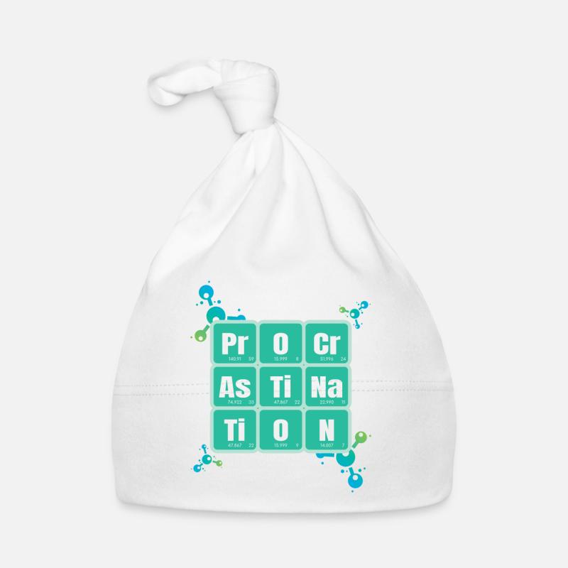 Procrastination Periodic Table Of Elements Design - Organic Baby Cap - white
