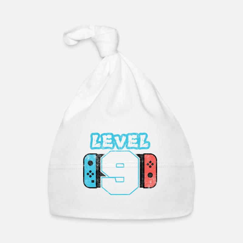 Level 9 - 9th Birthday Gift Design - Baby Bio-Mütze - Weiß