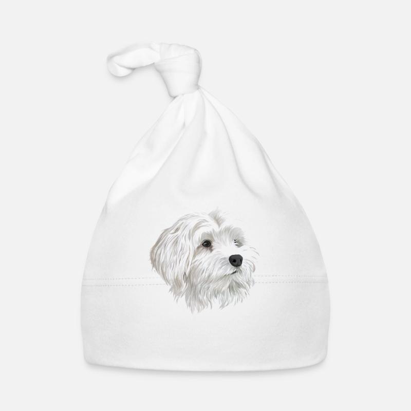 Chien maltais - Bonnet bio Bébé - blanc