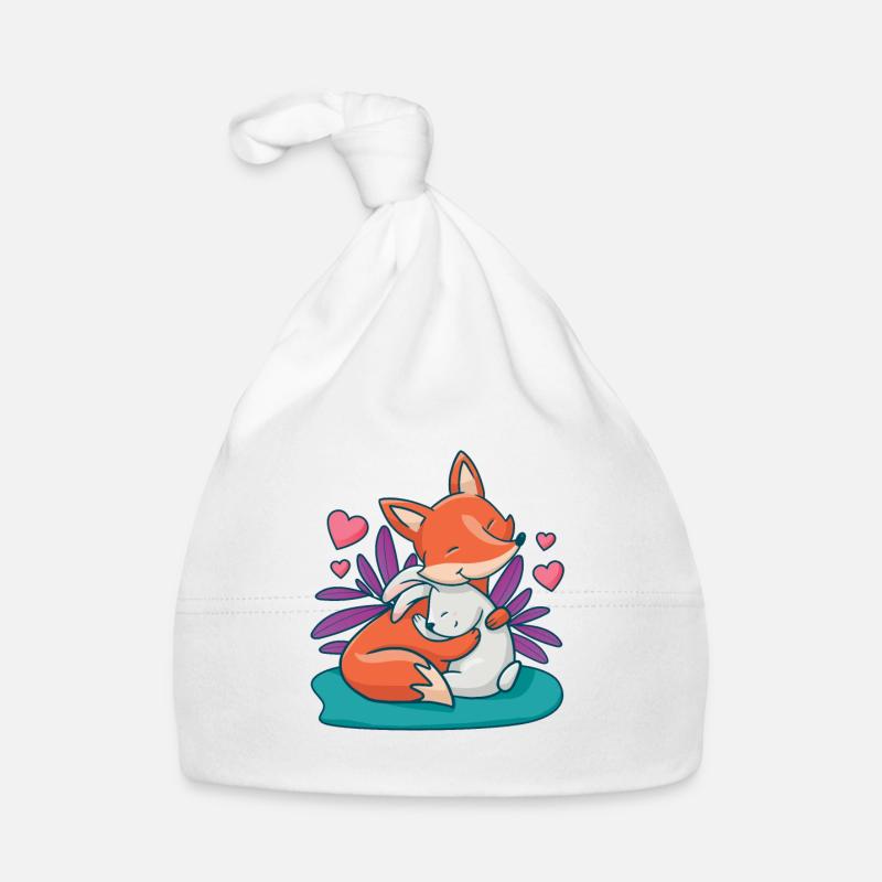 Fuchs Hase Umarmung Liebe Gemeinsam Kind Geschenk Baby Bio-Mütze