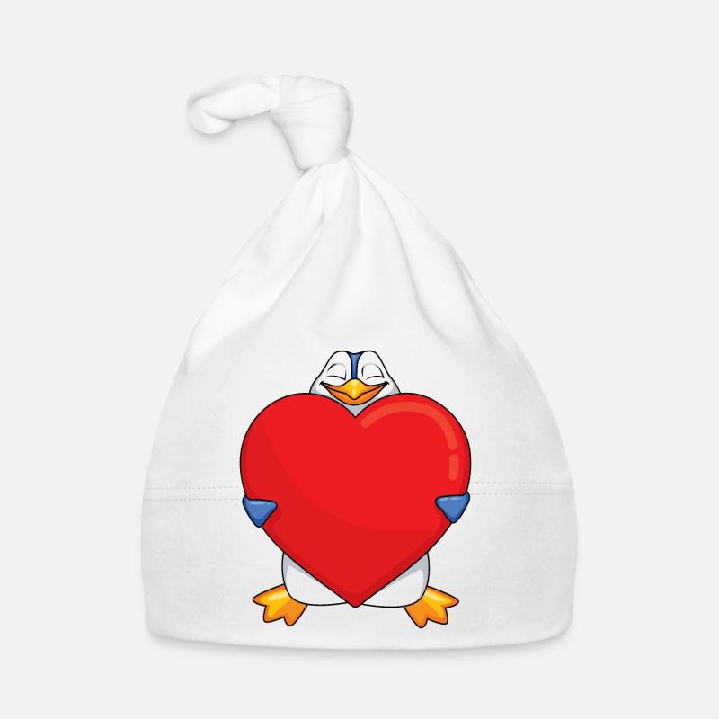 Pingouin au cœur GÉANT Bonnet bio Bébé