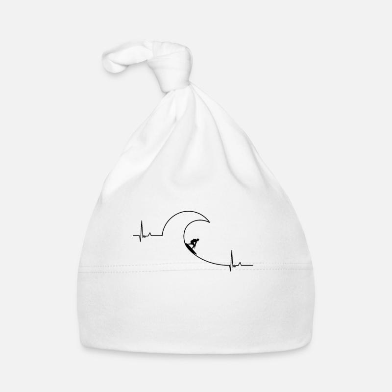 Battement de cœur de surfeur - Bonnet bio Bébé - blanc