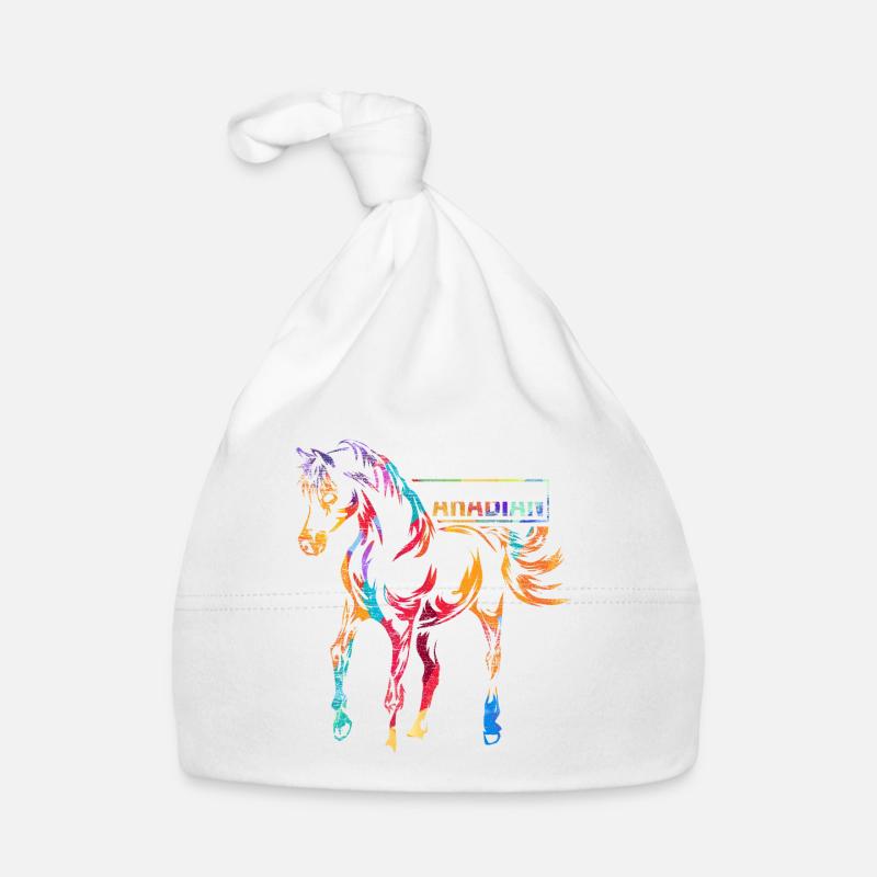 Race de cheval arabe - Bonnet bio Bébé - blanc