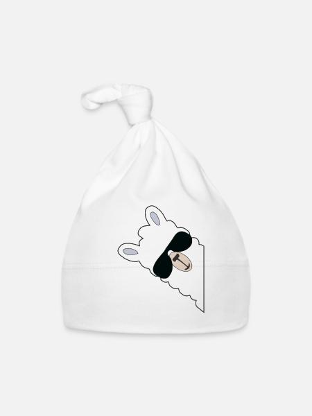 Lama laughs gift for women, men, kids - Organic Baby Cap - white - Front