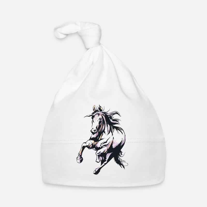 Cheval aquarelle graphique chevaux équitation amour Bonnet bio Bébé