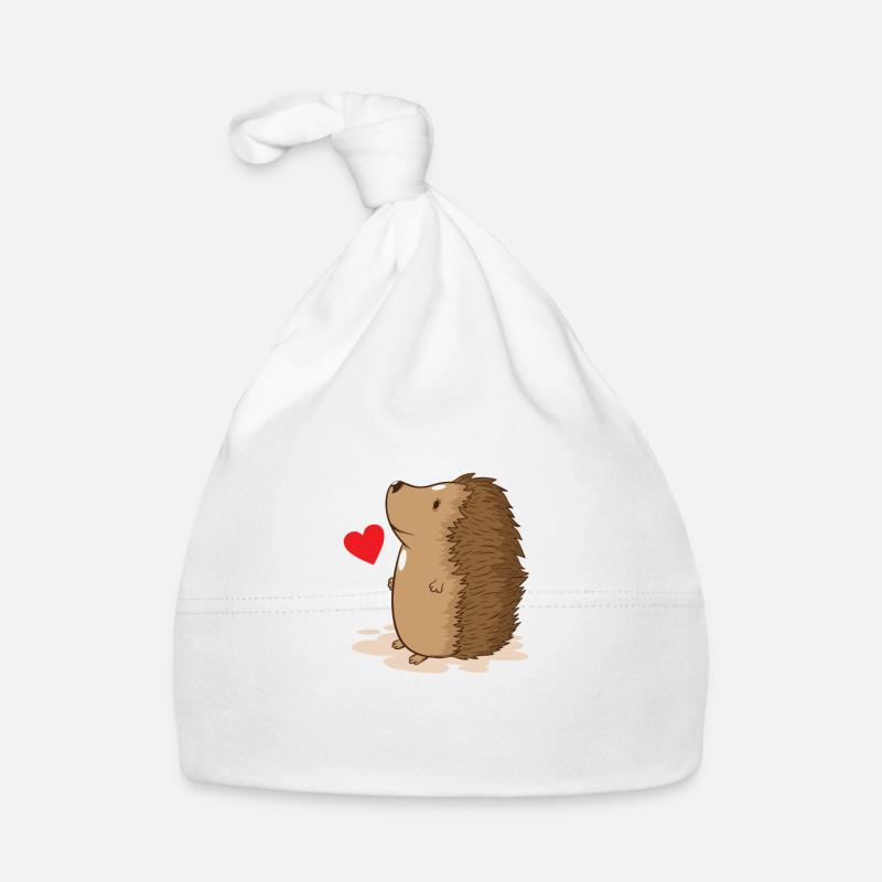hérisson amoureux - Bonnet bio Bébé - blanc
