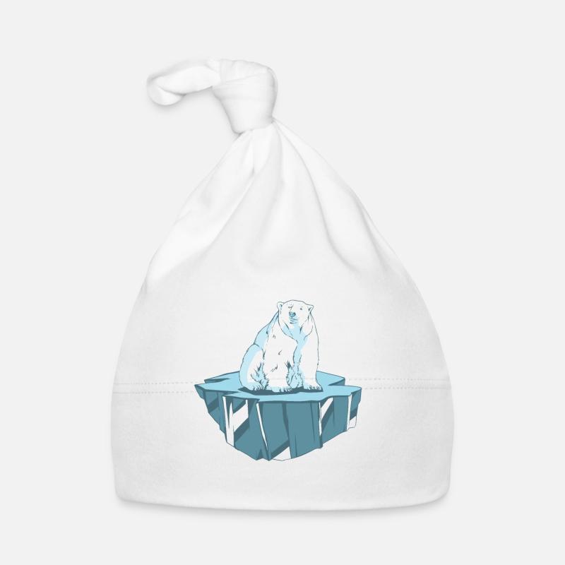 Eisbär auf Eisscholle - Baby Bio-Mütze - Weiß
