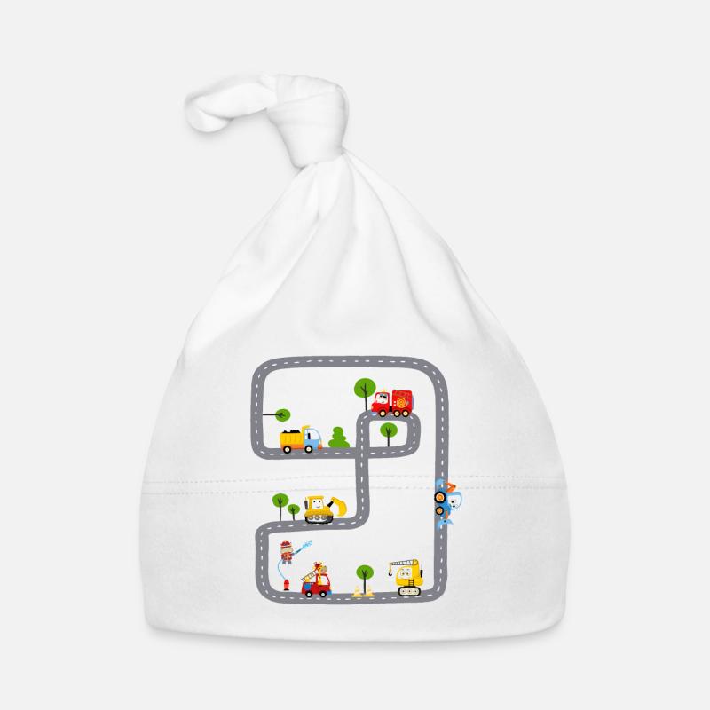 Construction vehicles road fire engine fire engine Organic Baby Cap