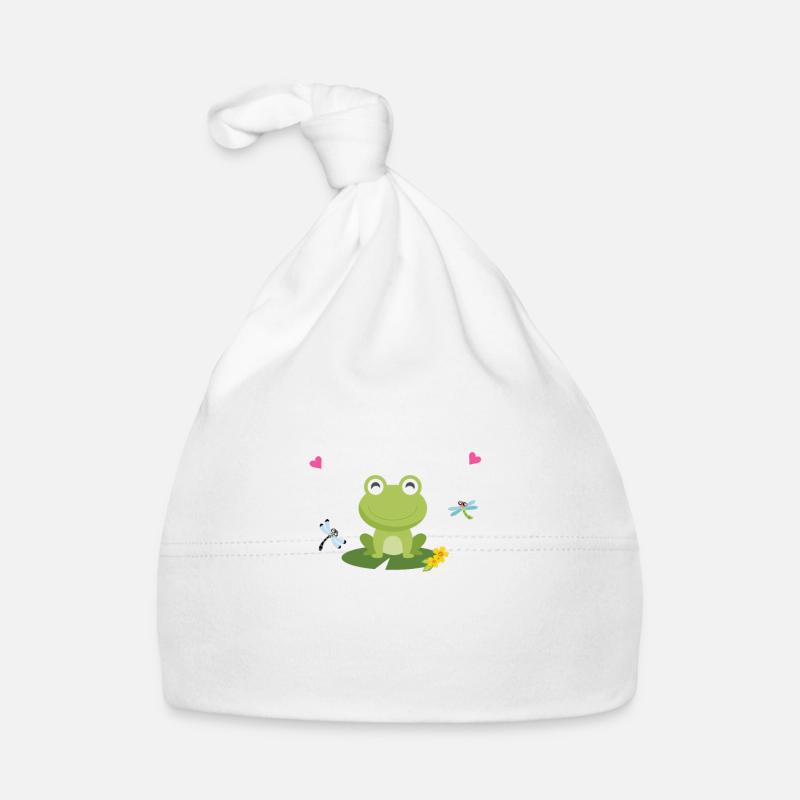 Frosch - Baby Bio-Mütze - Weiß
