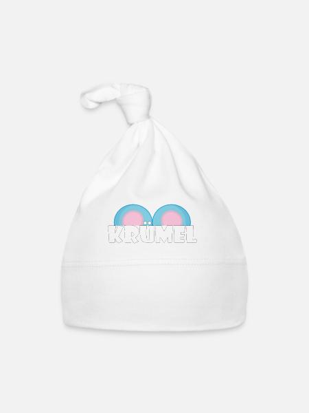 Kosename Krümel Geschenkidee - Baby Bio-Mütze - Weiß - Vorne