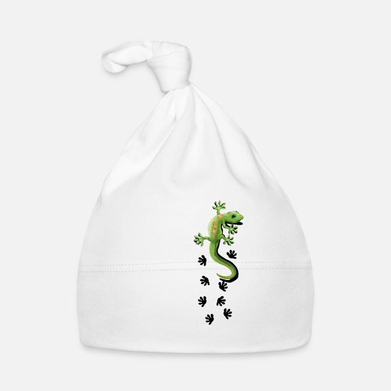 Motifs Gecko Idée cadeau Gekko Lézard Gecko Asie - Bonnet bio Bébé - blanc