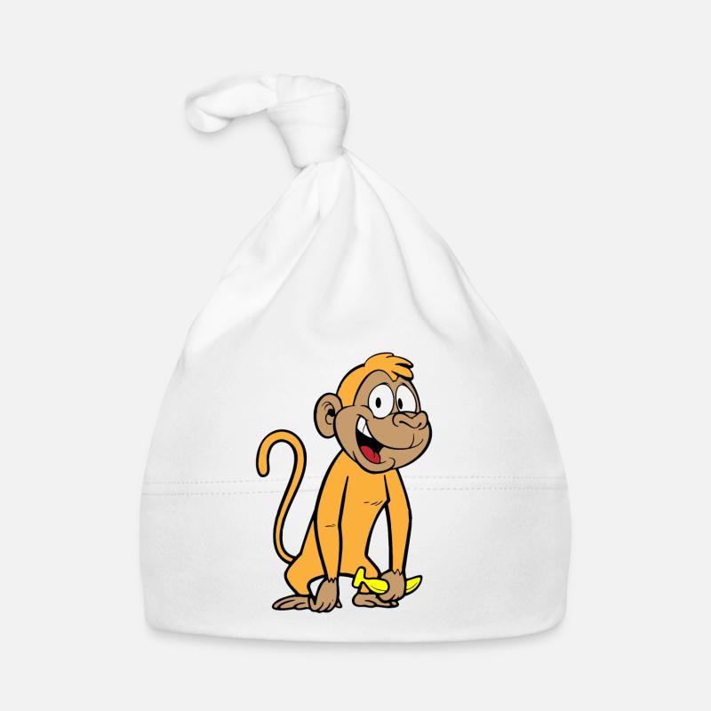 Affe mit Banane - Baby Bio-Mütze - Weiß