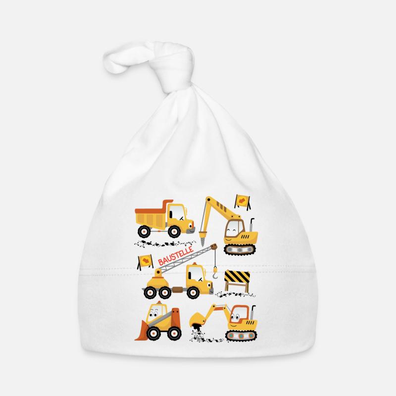 Cute construction site vehicles Organic Baby Cap